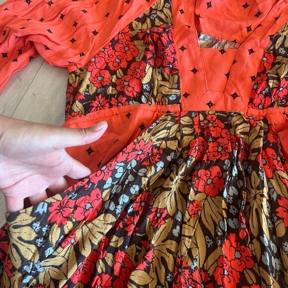 Free People Tallula Cherry Combo Dress Size Large Mini Boho - Picture 7 of 10